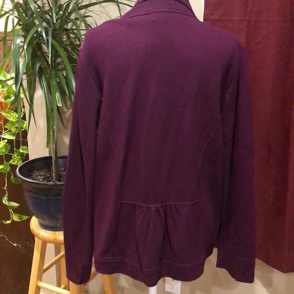 Jones NY Brown Suede Sweater Jacket Plum Knit Back and Sleeves 1X - Picture 4 of 6